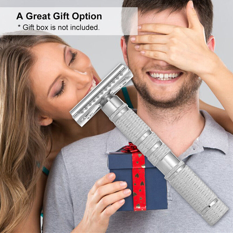Classic Double Edge Safety Razor w/ Blade Portable Metal Manual Mustache Shavers