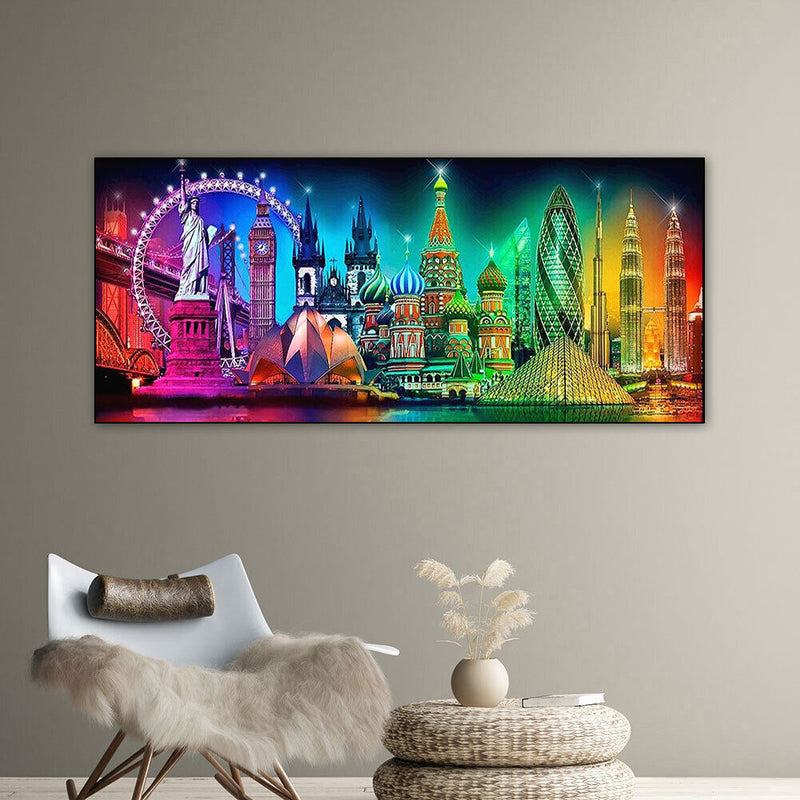 Colorful Famous Buildings Oil Paint By Numbers Kits DIY Handpainted Picture