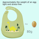 Cartoon Silicone Kids Bib Waterproof Baby Feeding Adjustable Apron (Green) Newly