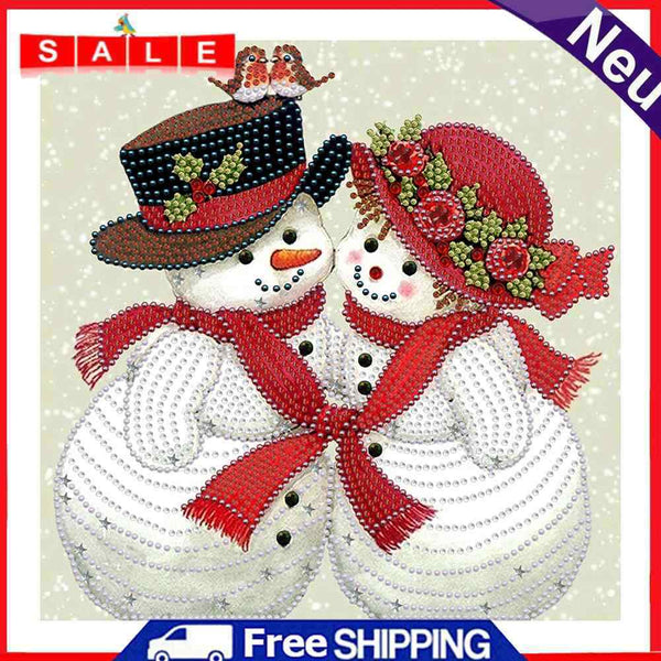 Handmade Partial Drill Snowman Couple 5D Special Shaped DIY Diamond Painting Kit
