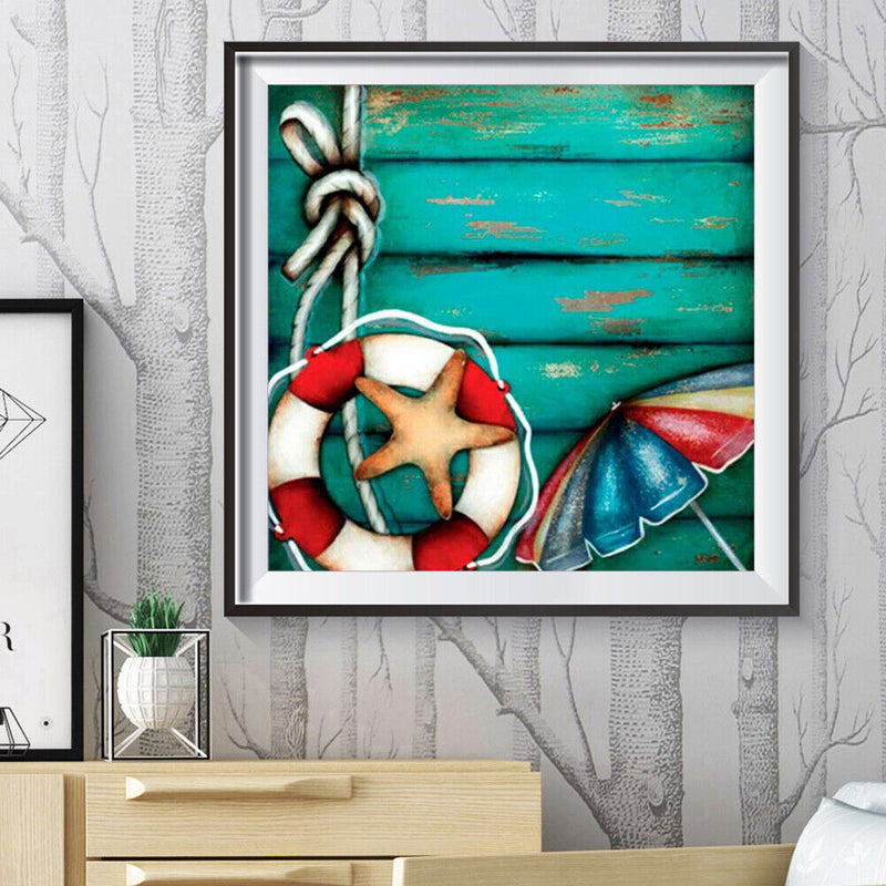 5D DIY Full Drill Round Shape Starfish Rhinestone Diamond Drawing Home Decor