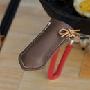 Anti-Scald Anti-Slip PU Leather Frying Pan Handle Protective Cover (Coffee)