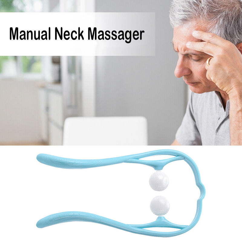 2-Ball Rolling Portable Manual Neck Massager Home Pain Relief (Sky Blue) Newly