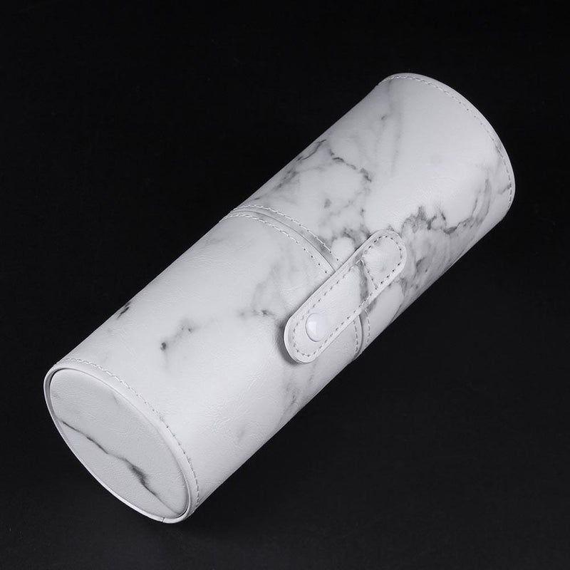 Travel PU Marbling Makeup Brushes Pen Holder Storage Cosmetic Case Box(M)