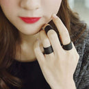 Women Gothic Jewelry Band Midi Above Knuckle Ring Set Punk Black Stack Plain