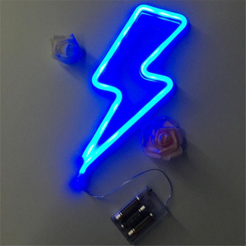 Creative Neon Sign Light Kids Room Night Lamp Mural Decor (Blue Flashing) Newly
