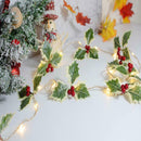 Christmas Led Lights Wreath Holly Garland Artificial DIY 2022 Xmas Decor D9A0
