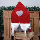 Christmas Chair Covers Plush Santa Love Heart Pointed Hat Cover (Red)