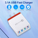 LED Mobile Phone Wall Chargers 4 Ports USB Tablet Charger Adapter (Red)