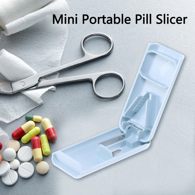 Medicine Cutter Box Mini Medicine Splitter Tablet Portable Safe with Blade Gu