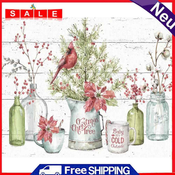 Bird Standing Vase Frameless Picture Oil Paint By Numbers Hand Painted Picture