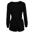 Women Sports Suit Letter Print Black Tops Short Pants Tracksuits (XL)