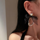 Long Trendy Rhinestone Elegant Jewelry Pendant Bow Earring