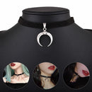 Women Crescent Moon Choker Necklace Gothic Pendant Statement Goth Necklace