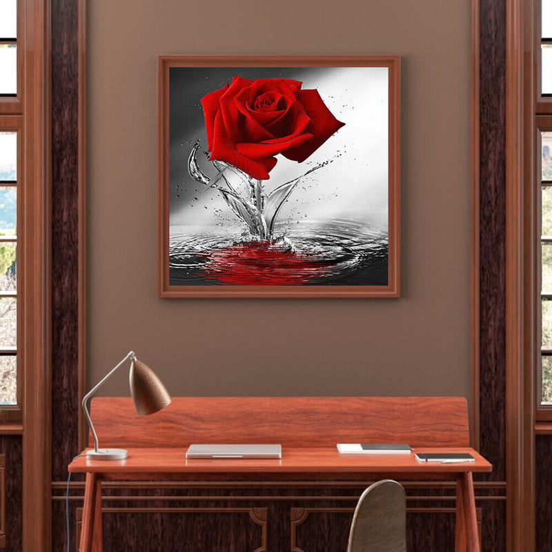 5D DIY Full Round Drill Diamond Painting Red Rose Mosaic Rhinestone Drawing