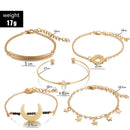 Women Flower Shell Moon Bracelet Round Slices Beach Cuff Bangles for Women Gi