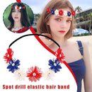 Red White Blue Flower Crown Crystal Headband Hairband Day For Independence I2T7
