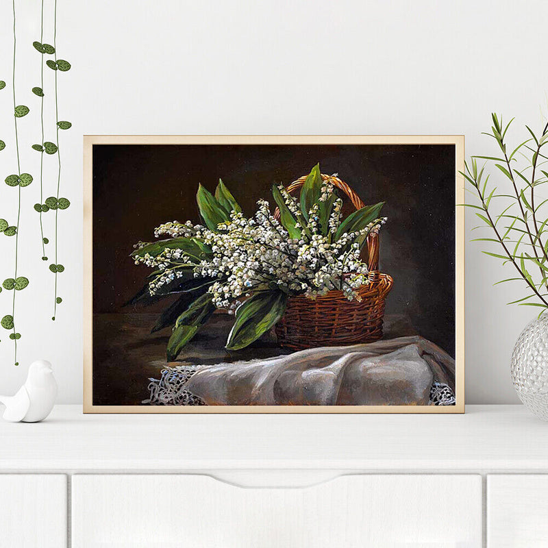 Frameless Oil Paint By Numbers Flowers DIY Canvas Picture Craft for Home