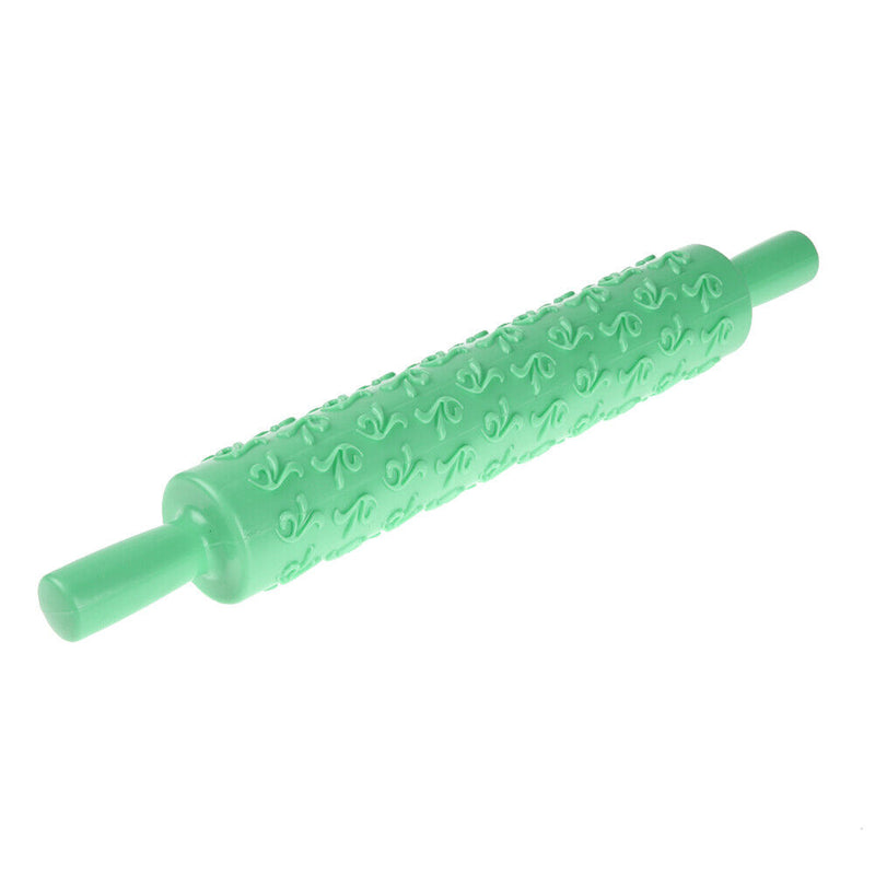 Rolling Pin Pattern Baking Tool Fondant Embossed Mold Cake Deco(Green)