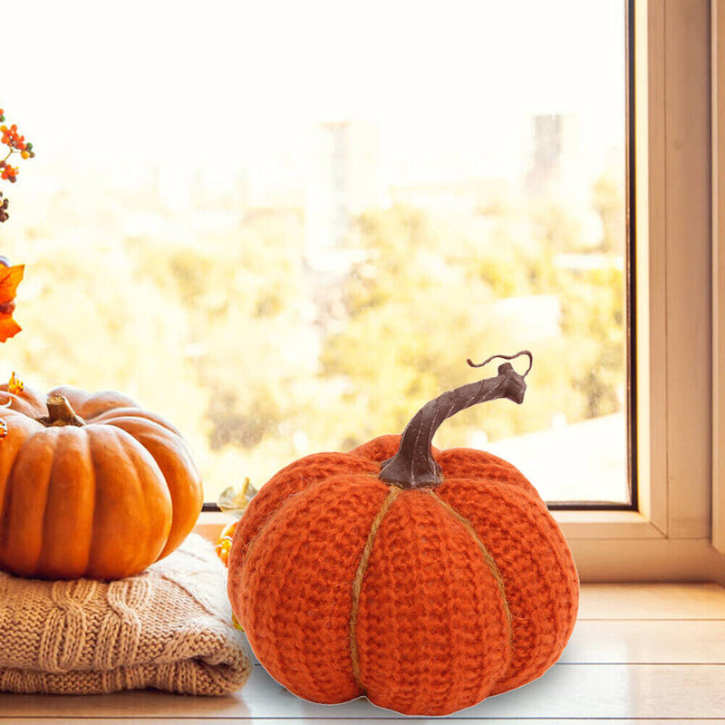 #A Vivid Artificial Pumpkin Artworks Cute DIY Knitted Pumpkin Festive Atmosphe