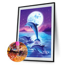 DIY Diamond Painting 5D Full Round Drill Dolphin Jump Cross Stitch Mosaic C