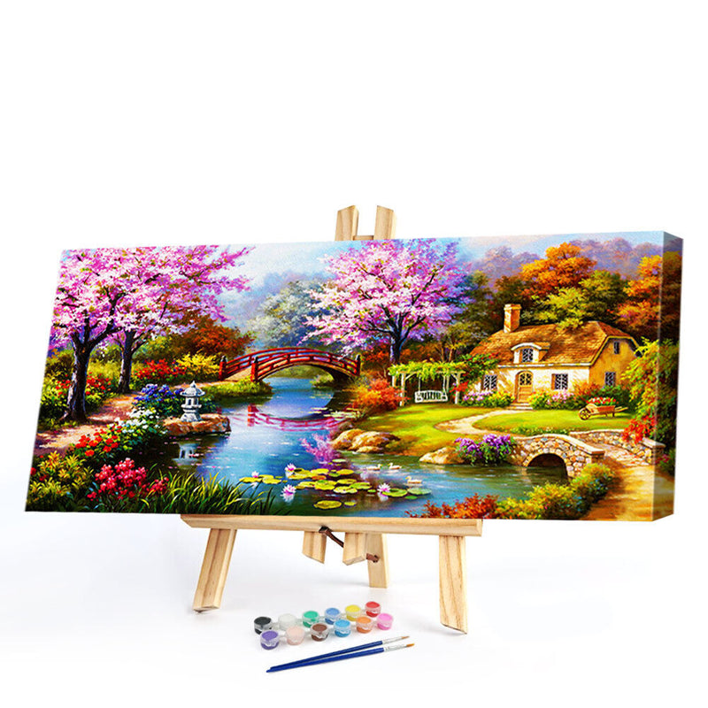 Bridge Water Oil Paint By Numbers Kits Canvas Picture Wall Art DIY Craft