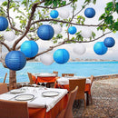 4 inch Round Chinese Paper Lantern DIY Paper Ball Lamp Party Decor (Blue)