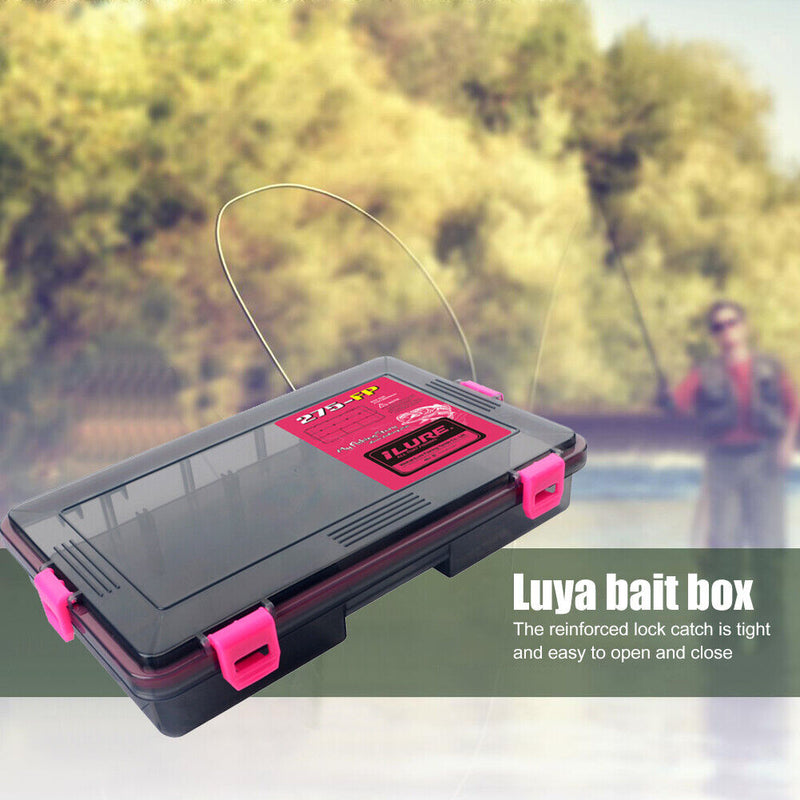 Double Sided Fish Hook Lures Bait Storage Box Fishing Tackle Case (Pink) Newly