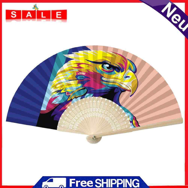 Folding Fans Eagle Pattern DIY Painting By Numbers Fans Art Home Decor for Gifts
