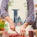Art L Print Apron Linen Waterproof Cooking Bibs Kitchen Pinafore (68x55cm)