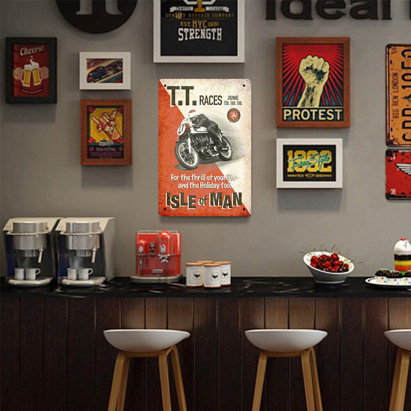 Metal Signs TT Motorcycle Competition Iron Painting Wall Art Poster 20x30cm