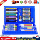 Kid Colored Pencil Crayon Watercolors Pens Drawing Board Set (42pcs Blue) Newly