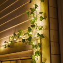 LED Solar Rattan Decorative Light String Outdoor Courtyard Leaf Lamps (A)