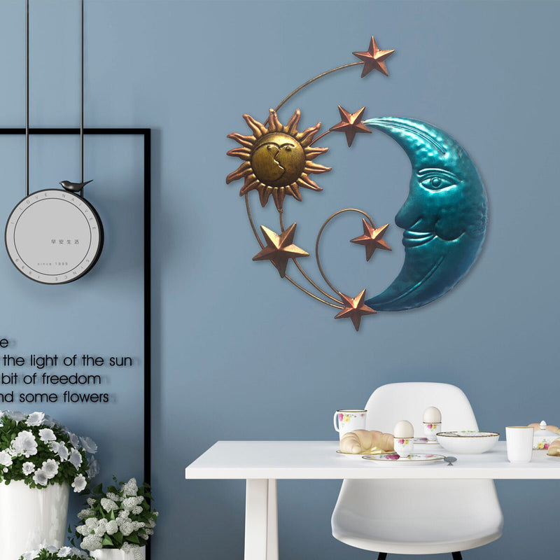 Artistic Sun Moon Metal Wall Decor - Outdoor Home Wall Celestial Art Sculpture