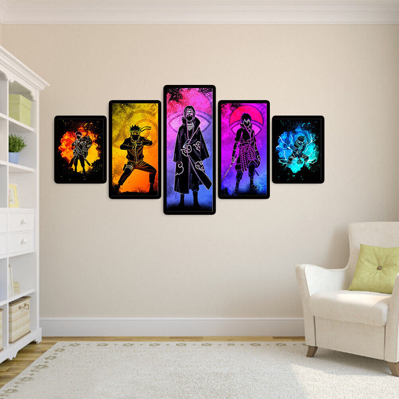 5 Panels Naruto Oil Paint By Numbers Kit DIY Home Decoration Gift Wall Pict