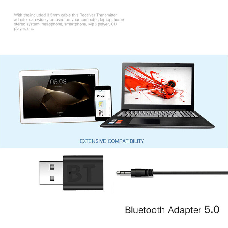 Bluetooth Compatible 5.0 Adapter Transmitter Receiver 2-in-1 for Computer PC
