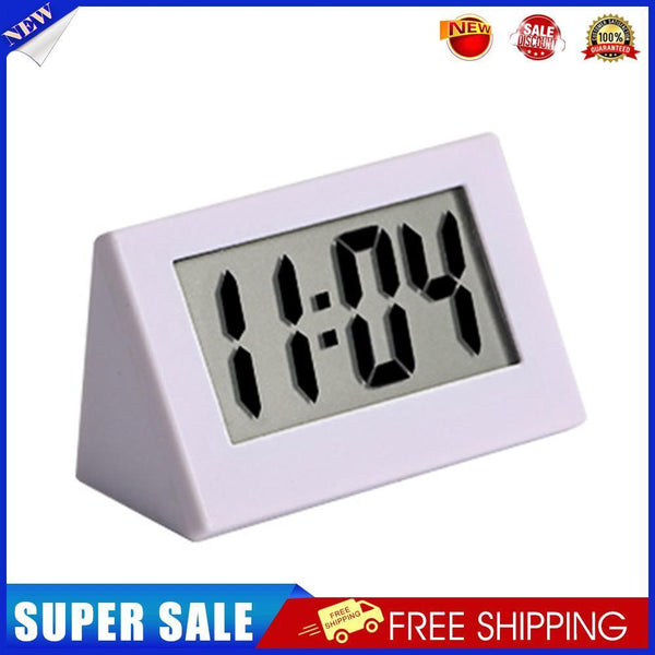 Mini LCD Digital Electronic Desktop Time Clocks Silent Desk Clocks (White)