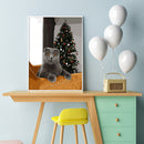 Frameless Hand Painted Picture DIY Christmas Black Cat Wall Painting By Numbers