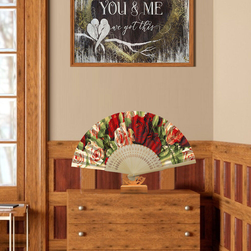Oil Paint Folding Fan By Numbers DIY Rose Painted Art Craft Handmade Digita