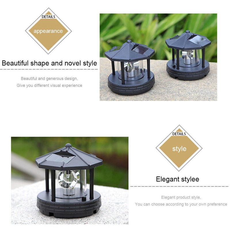 Solar LED Light Rotating Lighthouse Landscape Lamp Garden Decoration (A) Newly