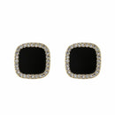 Simple Women Stud Earrings Rhinestone Earring Geometric Earrings Square Glaze