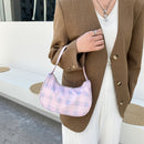 Fashion Women Plaid Print Underarm Bag Casual Small Hobos Handbags (Pink)