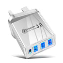 3 USB Fast Charger 3.1A PD Type-C Wall Power Adapter for Phone (White UK)