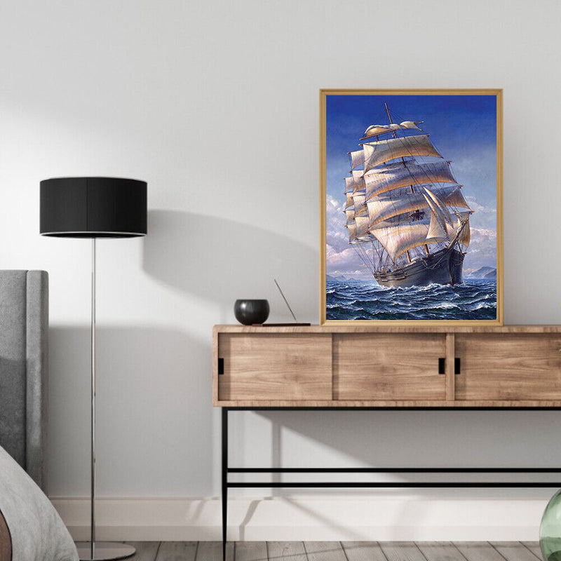 Oil Paint By Numbers Picture DIY Drawing Painting Abstract Boat Art Crafts