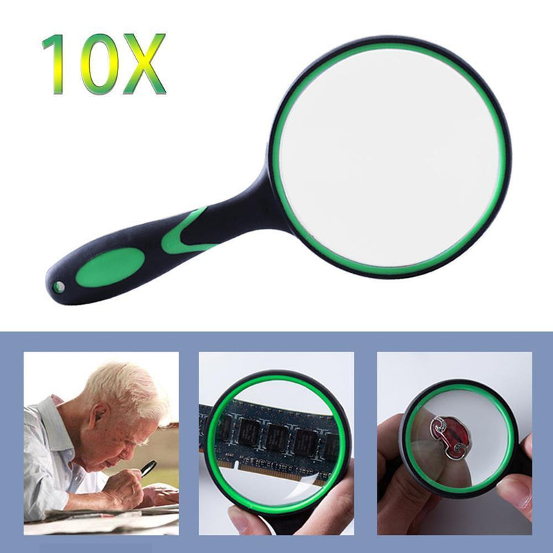 10X Magnifying Glass Handheld Magnifier Thickened Glass Lens Portable Eye L