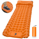 Outdoor Sleeping Pad Built-in Foot Air Pump Inflatable Mattress (Orange)