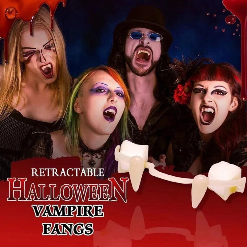 Zombie Teeth Retractable Dentures Tooth Vampire Fangs Halloween Vampire Teeth