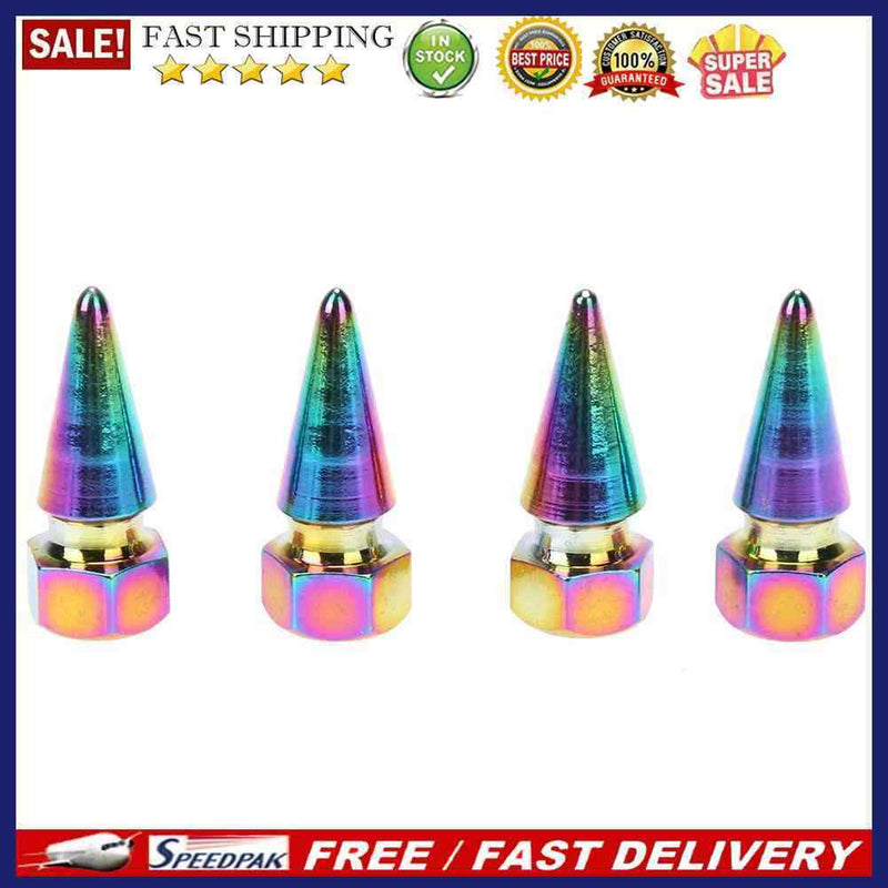 4pcs CNC Rainbow Color Car Wheel Tyre Tire Valve Stem Caps Dust Covers