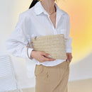 Fashion Women Bohemian Woven Clutch Wristlet Bag Summer Beach Handbags Purse