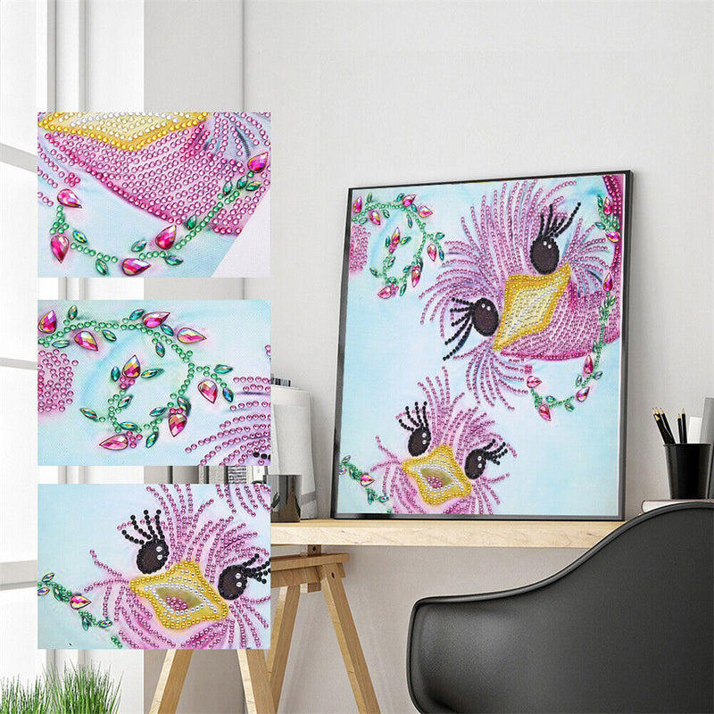 5D DIY Partial Special Shaped Drill Diamond Painting Big Eye Bird Wall Art Craft